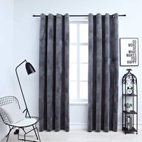 Berkfield Home Blackout Curtains with Rings 2 pcs Velvet Anthracite 140x225 cm