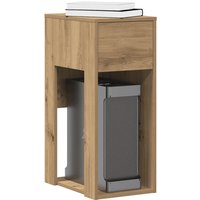 Berkfield Home Computer Tower Stand with Drawer Artisan Oak 30x44x74 cm in Brown | Size: 30 x 44 x 74 cm