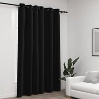 Berkfield Home Linen-Look Blackout Curtains with Gromments Anthracite 290x245cm | Size: 290x245 cm