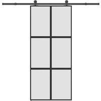Berkfield Home Sliding Door with Hardware Set 90x205 cm Tempered Glass&Aluminium in Black