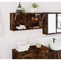 Berkfield Home Bathroom Wall Cabinet Smoked Oak 80x25x40 cm Engineered Wood in Brown | Size: 80 x 25 x 40 cm