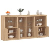 Berkfield Home Sideboard with LED Lights Sonoma Oak 202x37x100 cm in Brown | Size: 202 x 37 x 100 cm
