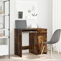 Berkfield Home Desk Smoked Oak 86x49x76 cm Engineered Wood in Brown | Size: 86 x 49 x 76 cm