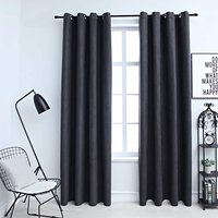 Berkfield Home Blackout Curtains with Metal Rings 2 pcs Anthracite 140x175 cm