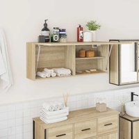 Berkfield Home Bathroom Wall Cabinet Sonoma Oak 100x25x40 cm Engineered Wood in Brown | Size: 100 x 25 x 40 cm