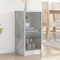Berkfield Home Side Cabinet with Glass Doors Concrete Grey 35x37x75.5 cm