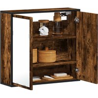 Berkfield Home Bathroom Mirror Cabinet Smoked Oak 65x20x60 cm Engineered Wood in Brown | Size: 65 x 20 x 60 cm