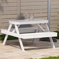 Berkfield Home Picnic Table White 105x134x75 cm Solid Wood Pine | Size: 105 x 134 x 75 cm
