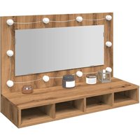 Berkfield Home Mirror Cabinet with LED Artisan Oak 90x31.5x62 cm in Brown