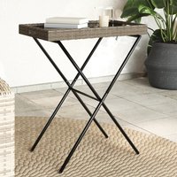Berkfield Home Folding Tray Table Grey 65x40x75 cm Poly Rattan | Size: 65 x 40 x 75 cm