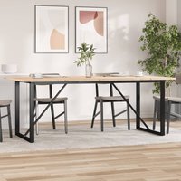 Berkfield Home Dining Table O-Frame 200x100x75.5 cm Solid Wood Pine & Steel in Brown