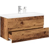 Berkfield Home Sink Cabinet with Built-in Basin Old Wood in Brown