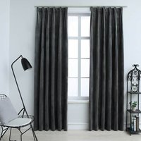 Berkfield Home Blackout Curtains 2 pcs with Hooks Velvet Anthracite 140x245 cm