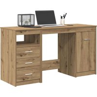 Berkfield Home Desk with Cabinet Artisan Oak Engineered Wood in Brown