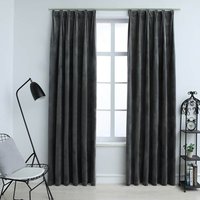 Berkfield Home Blackout Curtains 2 pcs with Hooks Velvet Anthracite 140x175 cm