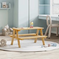 Berkfield Home Children's Table with Benches IRUN 90x79.5x50 cm Solid Wood in Brown