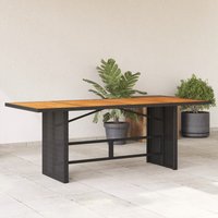 Berkfield Home Garden Table with Acacia Wood Top Black 190x80x74 cm Poly Rattan | Size: 190 x 80 x 74 cm