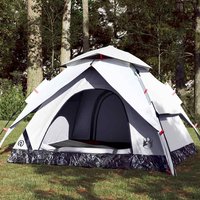Berkfield Home Camping Tent Dome 4-Person White Blackout Fabric Quick Release