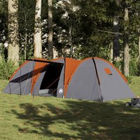 Berkfield Home Family Tent Dome 8-Person Grey & Orange Waterproof