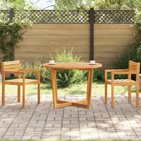 Berkfield Home Garden Dining Table Round √ò110x75 cm Solid Wood Acacia in Brown | Size: 110x75 cm