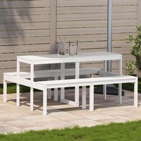 Berkfield Home Picnic Table White 160x134x75 cm Solid Wood Pine | Size: 160 x 134 x 75 cm