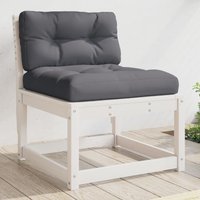 Berkfield Home Garden Sofa with Cushions White Solid Wood Pine