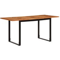 Berkfield Home Dining Table 160x80x75 cm Solid Wood Acacia in Brown | Size: 160 x 80 x 75 cm