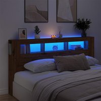 Berkfield Home LED Headboard Artisan Oak 200x18.5x103.5 cm Engineered Wood in Brown