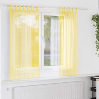 Berkfield Home Voile Curtains with Loops 2 pcs Yellow 140x140 cm