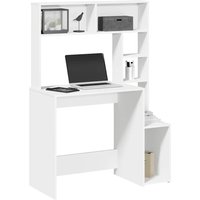 Berkfield Home Desk with Shelves White 100x45x140 cm Engineered Wood | Size: 100 x 45 x 140 cm