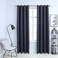 Berkfield Home Blackout Curtains with Metal Rings 2 pcs Anthracite 140x225 cm