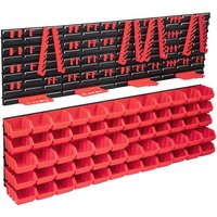 Berkfield Home 136 Piece Storage Bin Kit with Wall Panels Red & Black