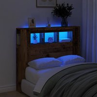 Berkfield Home LED Headboard Old Wood 120x18.5x103.5 cm Engineered Wood in Brown