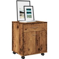 Berkfield Home Rolling Cabinet Old Wood 45x38x54 cm Engineered Wood in Brown | Size: 45 x 38 x 54 cm