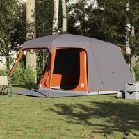 Berkfield Home Camping Tent with Porch Dome 5-Person Grey & Orange Waterproof