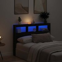 Berkfield Home Headboard Cabinet with LED Black Oak 140x17x102 cm | Size: 140 x 17 x 102 cm