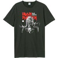 Amplified Men's 50th 2 Colour 1975 Eddie Iron Maiden T-Shirt in Charcoal | Size: XS