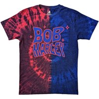 Bob Marley Men's Trippy Text Tie Dye T-Shirt in Red | Size: XL