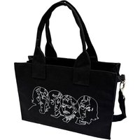 The Beatles Men's Faces Cotton Tote Bag in Black