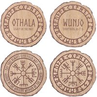Something Different Norse Mythology Wood Coasters (Pack of 4) in Natural