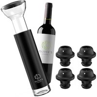 Oliver's Kitchen Vacuum Wine Saver Set Pump in Black