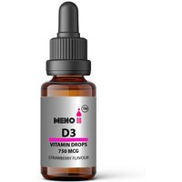 Meno Vitamin D3 Liquid Drops Strawberry Flavour Natural Immune Support in Yellow | Size: 120g