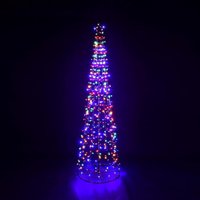 5ft Christmas Xmas Led Star Cone Tree Multicoloured