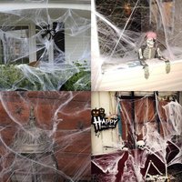 HALLOWEEN SPIDER WEB WEBBING 10 SPIDERS COBWEB