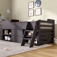 Single Wooden Cabin Bed Drawers & Shelves