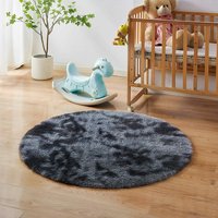 Dark Grey Round 120cm Large Soft Touch Rug cm x 180 cm