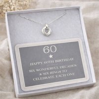 My Posh Shop Women's 60th Birthday Sterling Silver Ring Necklace | Size: 18 inches