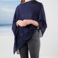 My Posh Shop Women's Navy Blue Light Weight Wool Mix Poncho