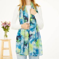 My Posh Shop Women's Blue & Green Tie Dye Floral Print Scarf