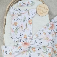 Minky Myles Girl's Newborn Baby Floral & Floral Bodysuit With Frill Sleeve in White | Size: 6-12 m
